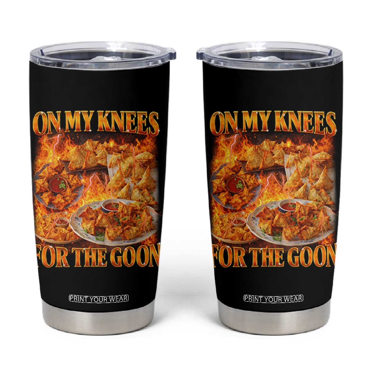Funny Crab Rangoon Meme Tumbler Cup Vintage 90s Style On My Knees Bootleg Graphic TS10 Black Print Your Wear