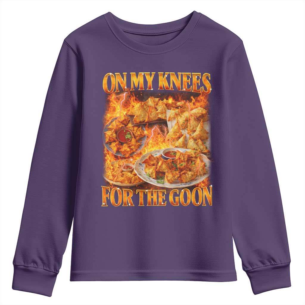 Funny Crab Rangoon Meme Youth Sweatshirt Vintage 90s Style On My Knees Bootleg Graphic TS10 Purple Print Your Wear