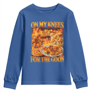 Funny Crab Rangoon Meme Youth Sweatshirt Vintage 90s Style On My Knees Bootleg Graphic TS10 Royal Blue Print Your Wear