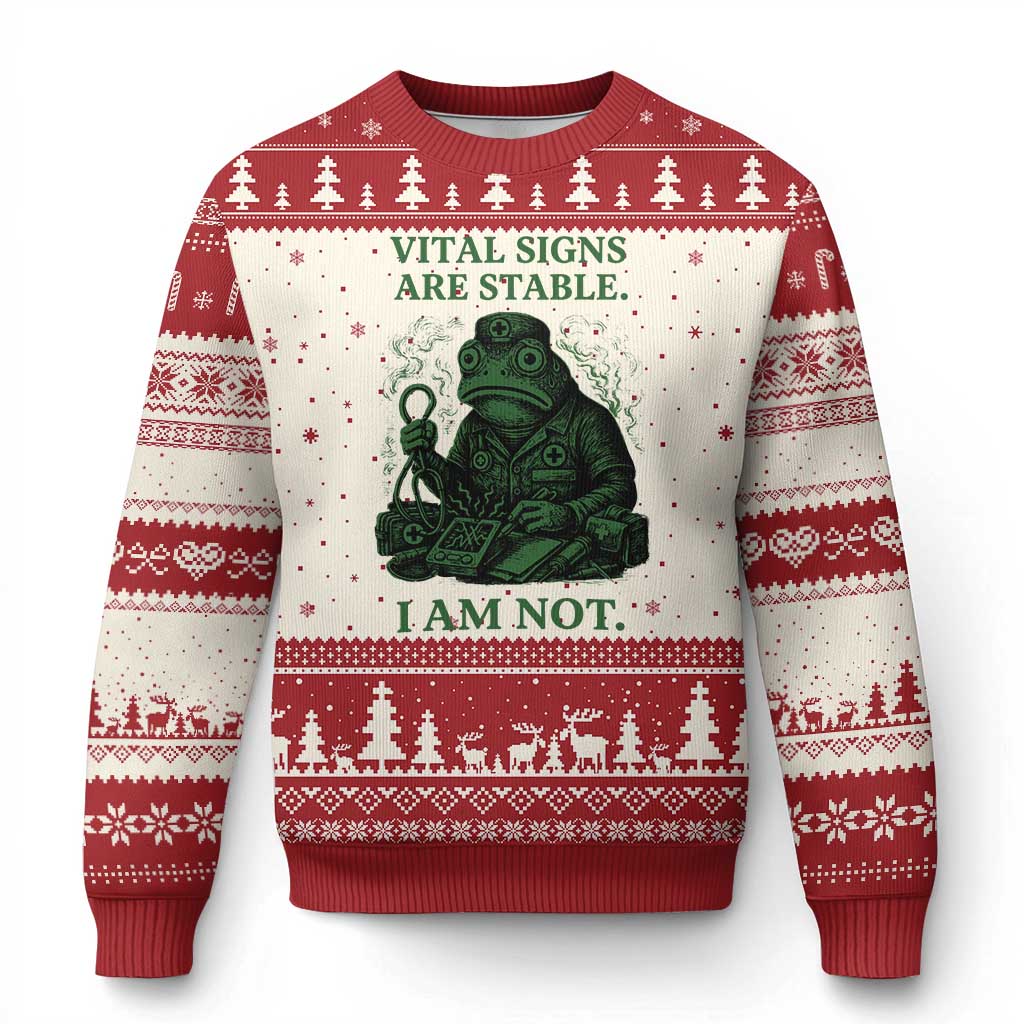 Frog Medic Ugly Christmas Sweater Funny Animal EMT Emergency Health Workers TS10 Beige Red Print Your Wear