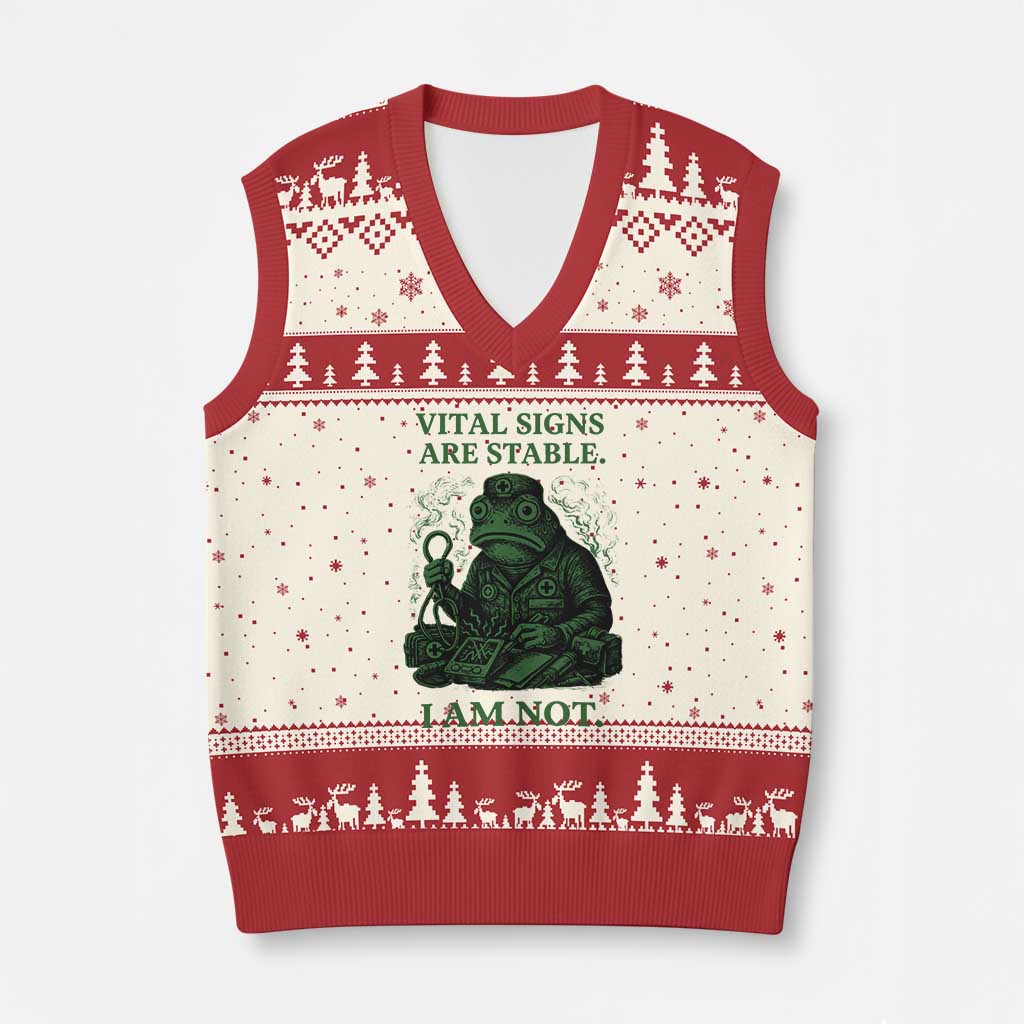 Frog Medic V-Neck Knit Sweater Vest Funny Animal EMT Emergency Health Workers TS10 Beige Red Print Your Wear