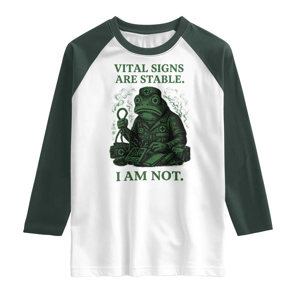 Frog Medic Raglan Shirt Funny Animal EMT Emergency Health Workers TS10 White Dark Forest Green Print Your Wear