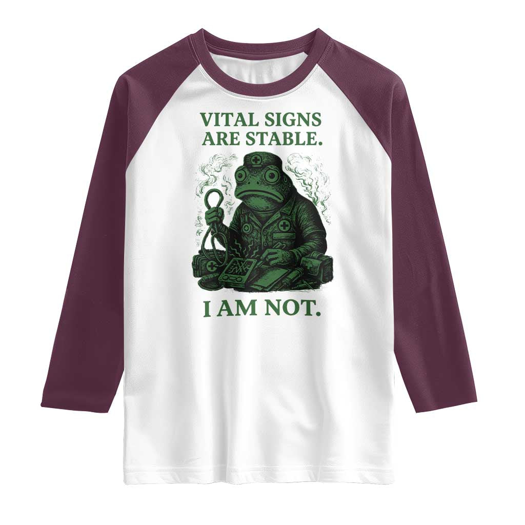 Frog Medic Raglan Shirt Funny Animal EMT Emergency Health Workers TS10 White Maroon Print Your Wear