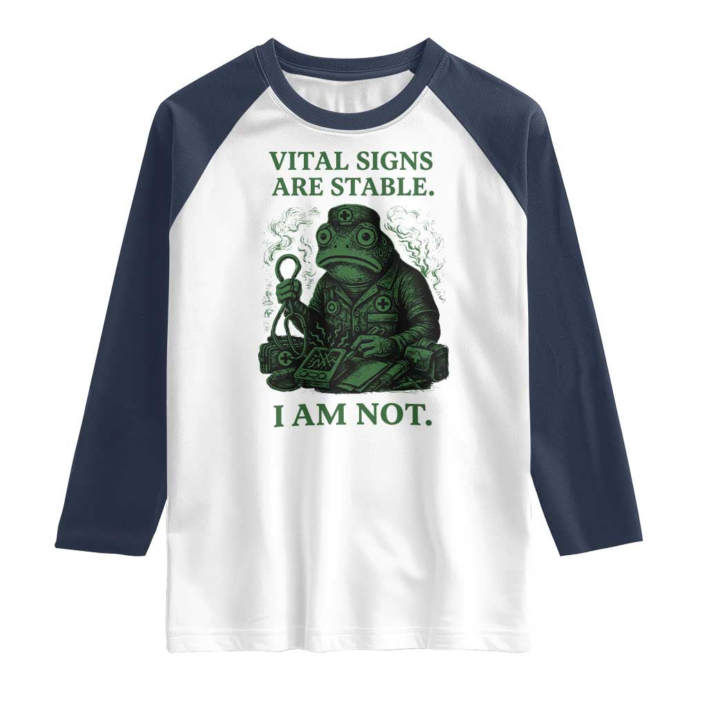 Frog Medic Raglan Shirt Funny Animal EMT Emergency Health Workers TS10 White Navy Print Your Wear