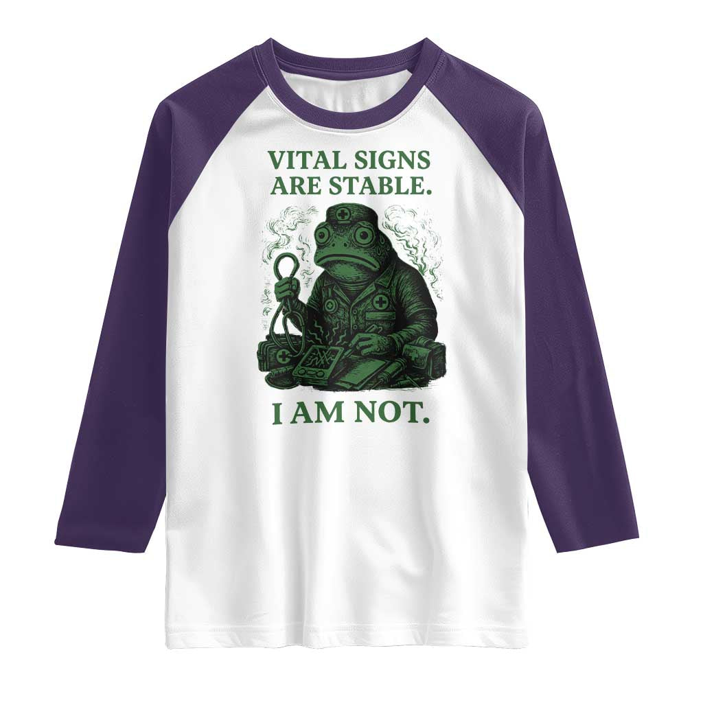 Frog Medic Raglan Shirt Funny Animal EMT Emergency Health Workers TS10 White Purple Print Your Wear