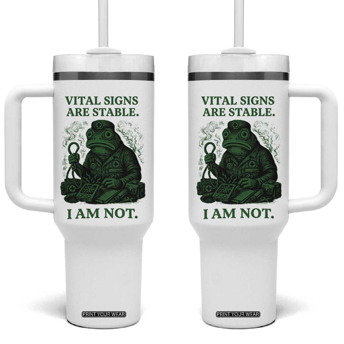 Frog Medic Tumbler With Handle Funny Animal EMT Emergency Health Workers TS10 One Size: 40 oz White Print Your Wear