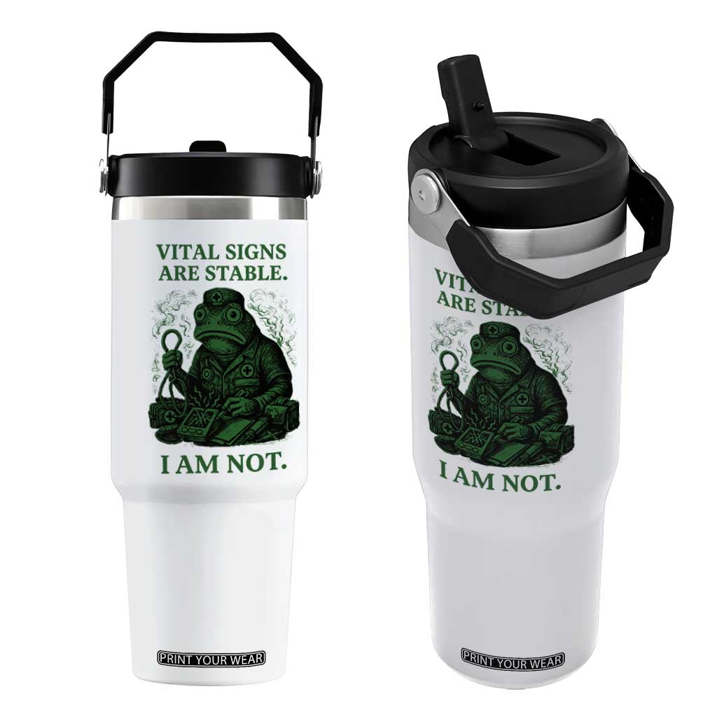 Frog Medic Flip Straw Tumbler Funny Animal EMT Emergency Health Workers TS10 One Size: 30 oz White Print Your Wear