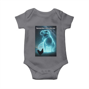Remember Who You Are Baby Onesie Funny Evolution Joke Meme Chicken Dinosaur TS10 Charcoal Print Your Wear