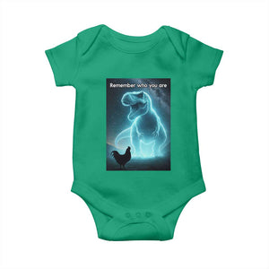 Remember Who You Are Baby Onesie Funny Evolution Joke Meme Chicken Dinosaur TS10 Irish Green Print Your Wear