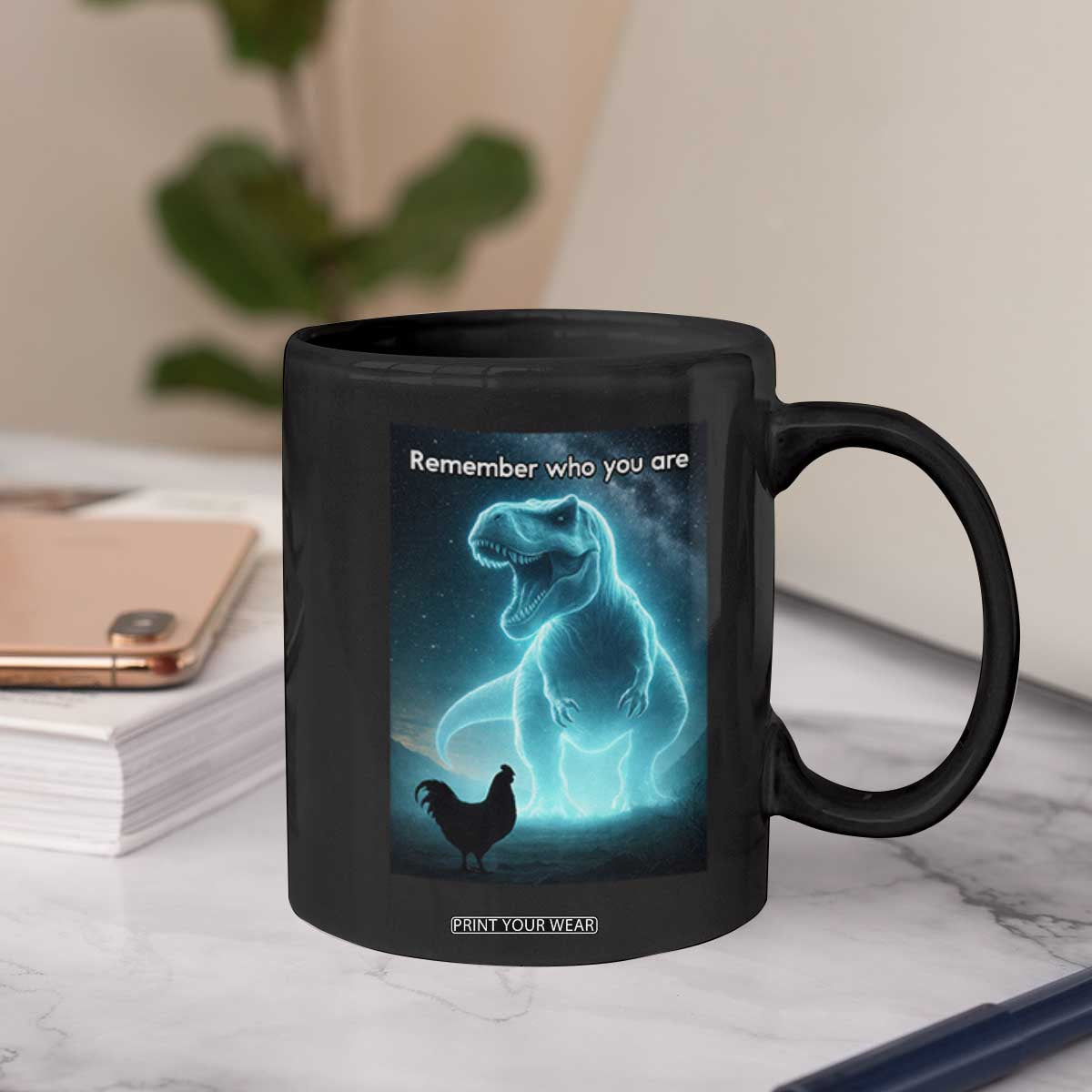 Remember Who You Are Coffee Mug Funny Evolution Joke Meme Chicken Dinosaur TS10 Print Your Wear
