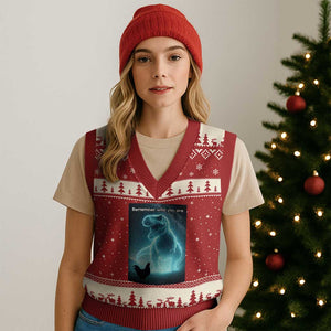 Remember Who You Are V-Neck Knit Sweater Vest Funny Evolution Joke Meme Chicken Dinosaur TS10 Red Beige Print Your Wear