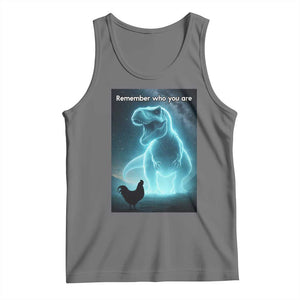 Remember Who You Are Tank Top Funny Evolution Joke Meme Chicken Dinosaur TS10 Black Heather Print Your Wear