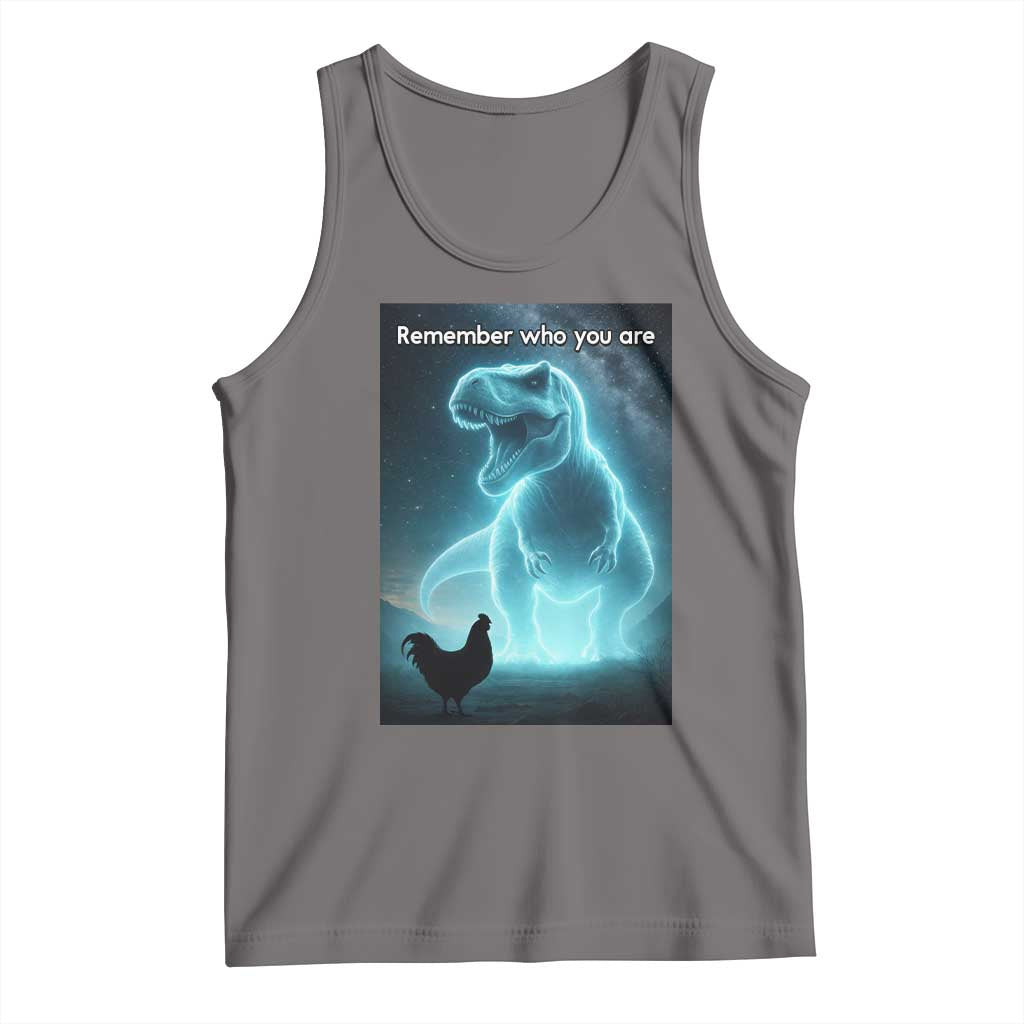 Remember Who You Are Tank Top Funny Evolution Joke Meme Chicken Dinosaur TS10 Deep Heather Print Your Wear