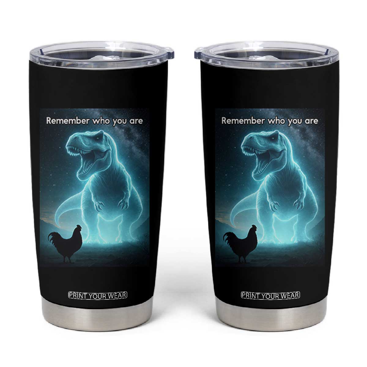 Remember Who You Are Tumbler Cup Funny Evolution Joke Meme Chicken Dinosaur TS10 Black Print Your Wear