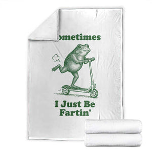Sometimes I Just Be Fartin Throw Blanket Vintage 90s Funny Frog Meme Unhinged Gag Gift TS10 White Print Your Wear