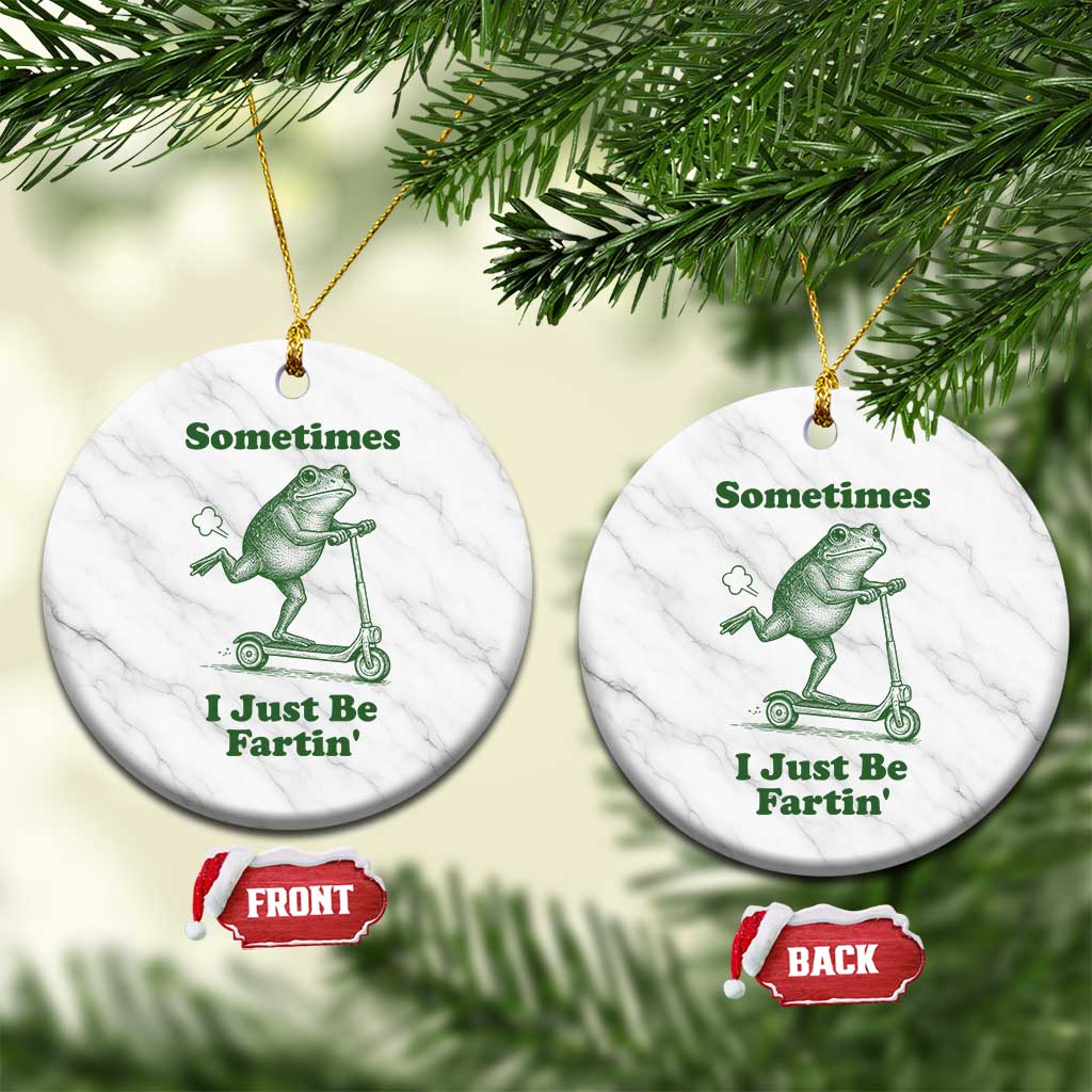 Sometimes I Just Be Fartin Ceramic Ornament Vintage 90s Funny Frog Meme Unhinged Gag Gift TS10 1pc White Marble Print Your Wear