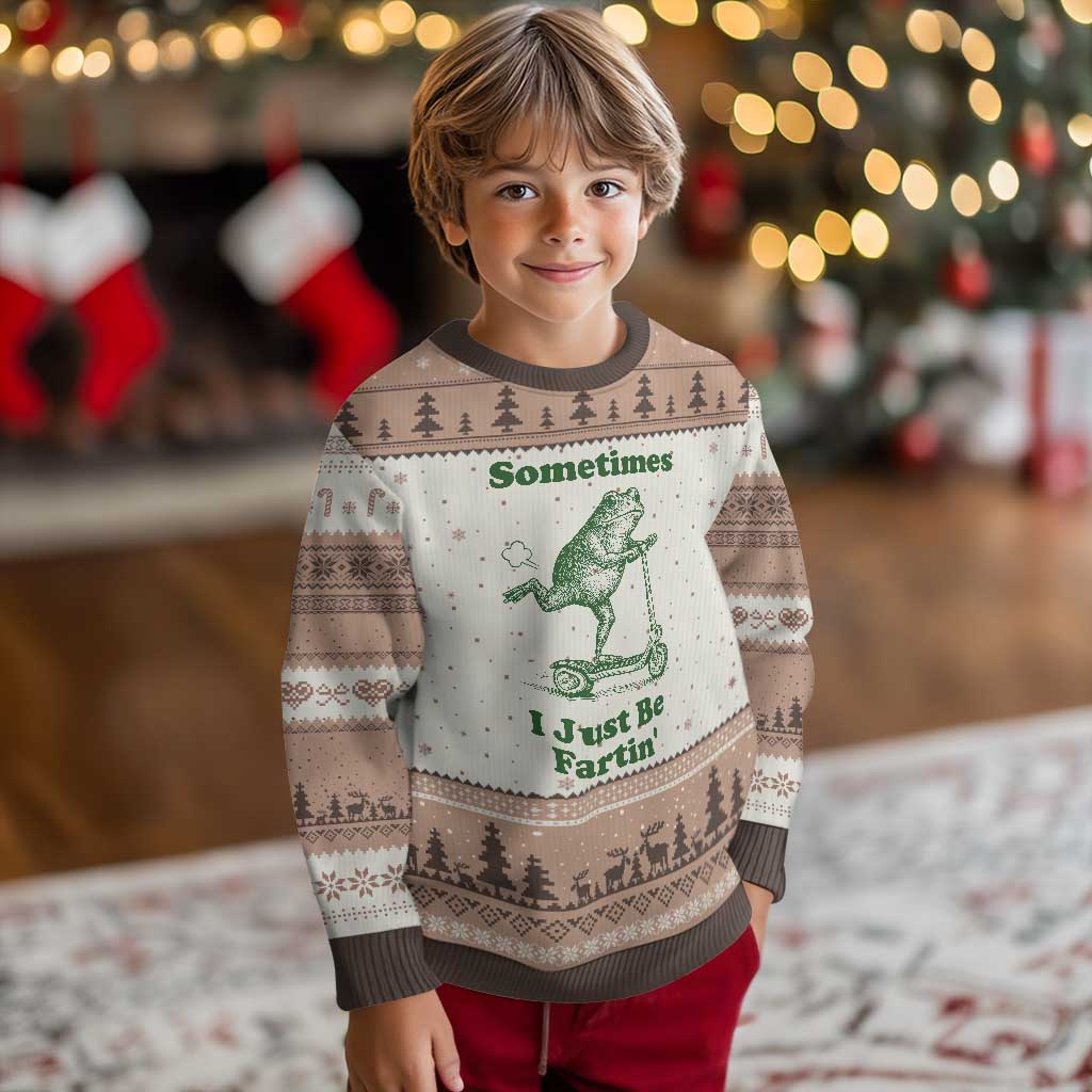 Sometimes I Just Be Fartin Ugly Christmas Sweater Vintage 90s Funny Frog Meme Unhinged Gag Gift TS10 Mocha Mousse Print Your Wear