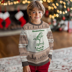 Sometimes I Just Be Fartin Ugly Christmas Sweater Vintage 90s Funny Frog Meme Unhinged Gag Gift TS10 Mocha Mousse Print Your Wear