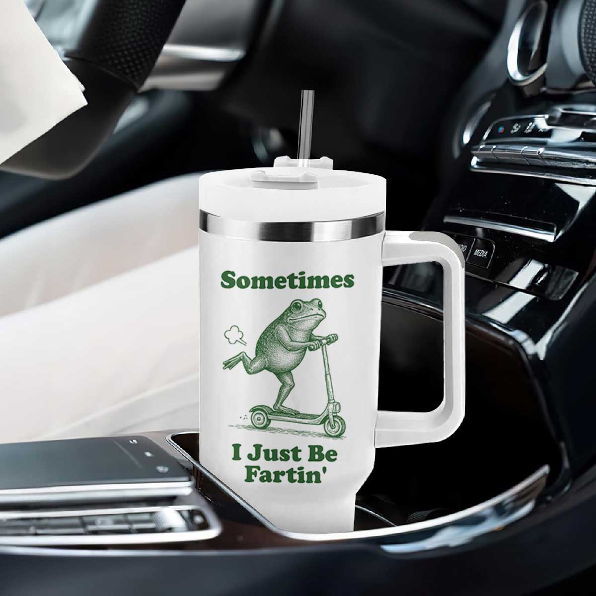 Sometimes I Just Be Fartin Tumbler With Handle Vintage 90s Funny Frog Meme Unhinged Gag Gift TS10 Print Your Wear