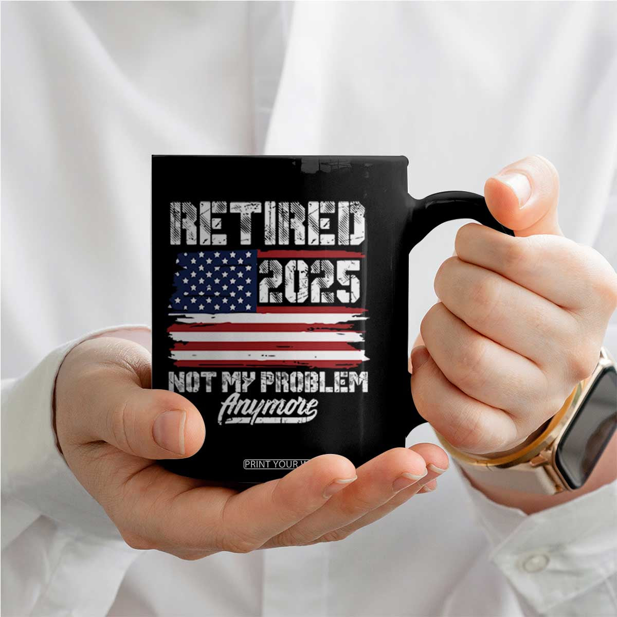 Vintage Retired 2025 Coffee Mug Not My Problem Anymore American Flag TS10 Print Your Wear