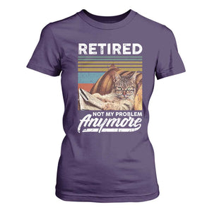 Funny Cat Retired T Shirt For Women Not My Problem Anymore 90s Vintage Style TS10 Purple Print Your Wear