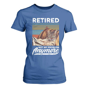 Funny Cat Retired T Shirt For Women Not My Problem Anymore 90s Vintage Style TS10 Royal Blue Print Your Wear