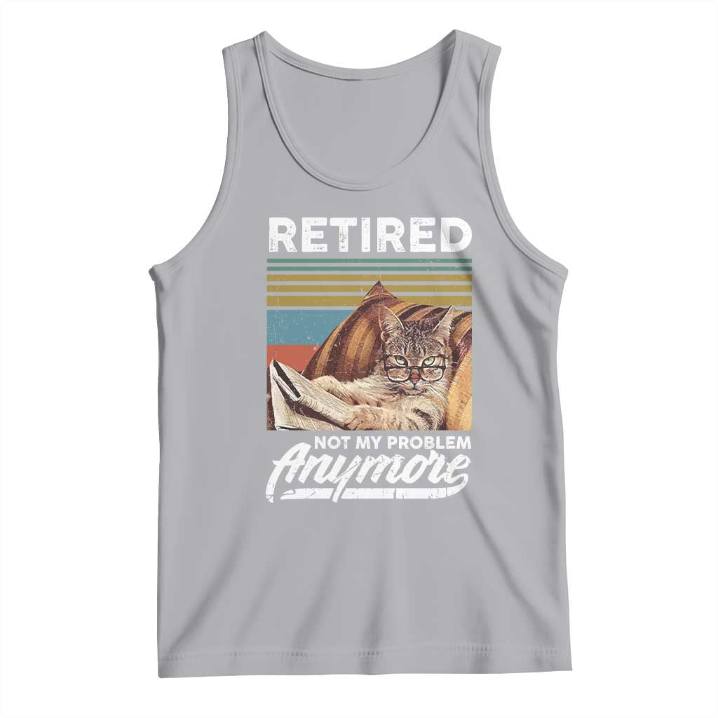Funny Cat Retired Tank Top Not My Problem Anymore 90s Vintage Style TS10 Athletic Heather Print Your Wear
