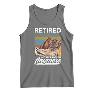 Funny Cat Retired Tank Top Not My Problem Anymore 90s Vintage Style TS10 Black Heather Print Your Wear