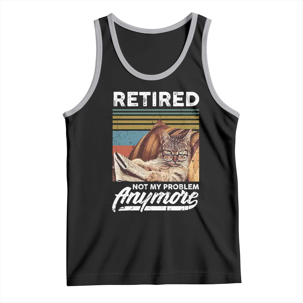 Funny Cat Retired Tank Top Not My Problem Anymore 90s Vintage Style TS10 Black Athletic Heather Print Your Wear