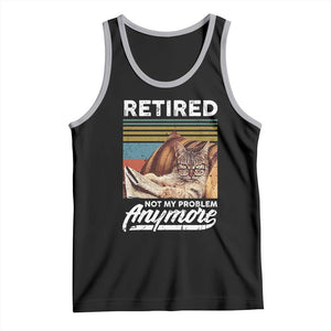 Funny Cat Retired Tank Top Not My Problem Anymore 90s Vintage Style TS10 Black Athletic Heather Print Your Wear