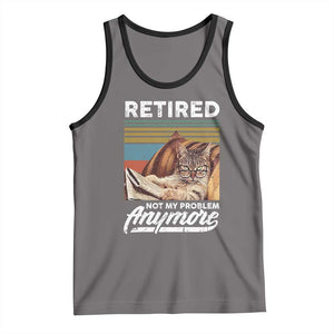 Funny Cat Retired Tank Top Not My Problem Anymore 90s Vintage Style TS10 Deep Heather Black Print Your Wear