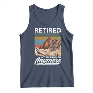 Funny Cat Retired Tank Top Not My Problem Anymore 90s Vintage Style TS10 Navy Print Your Wear