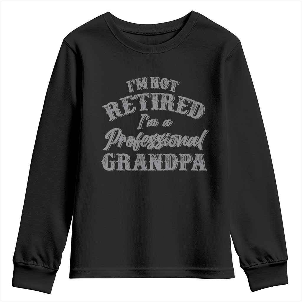 Funny Retirement Grandpa Youth Sweatshirt I'm Not Retired I'm A Professional Grandpa Joke Humor TS10 Black Print Your Wear