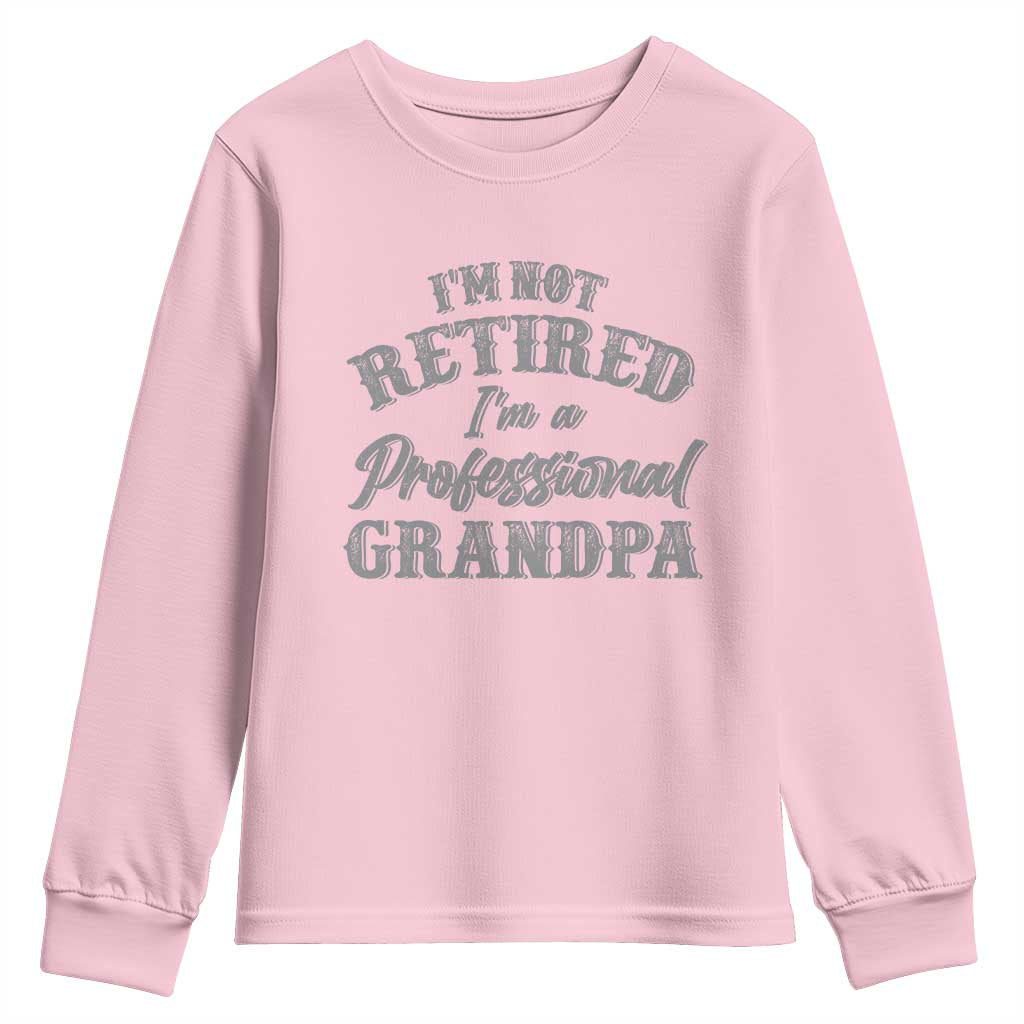 Funny Retirement Grandpa Youth Sweatshirt I'm Not Retired I'm A Professional Grandpa Joke Humor TS10 Light Pink Print Your Wear