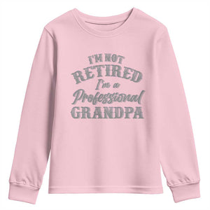 Funny Retirement Grandpa Youth Sweatshirt I'm Not Retired I'm A Professional Grandpa Joke Humor TS10 Light Pink Print Your Wear