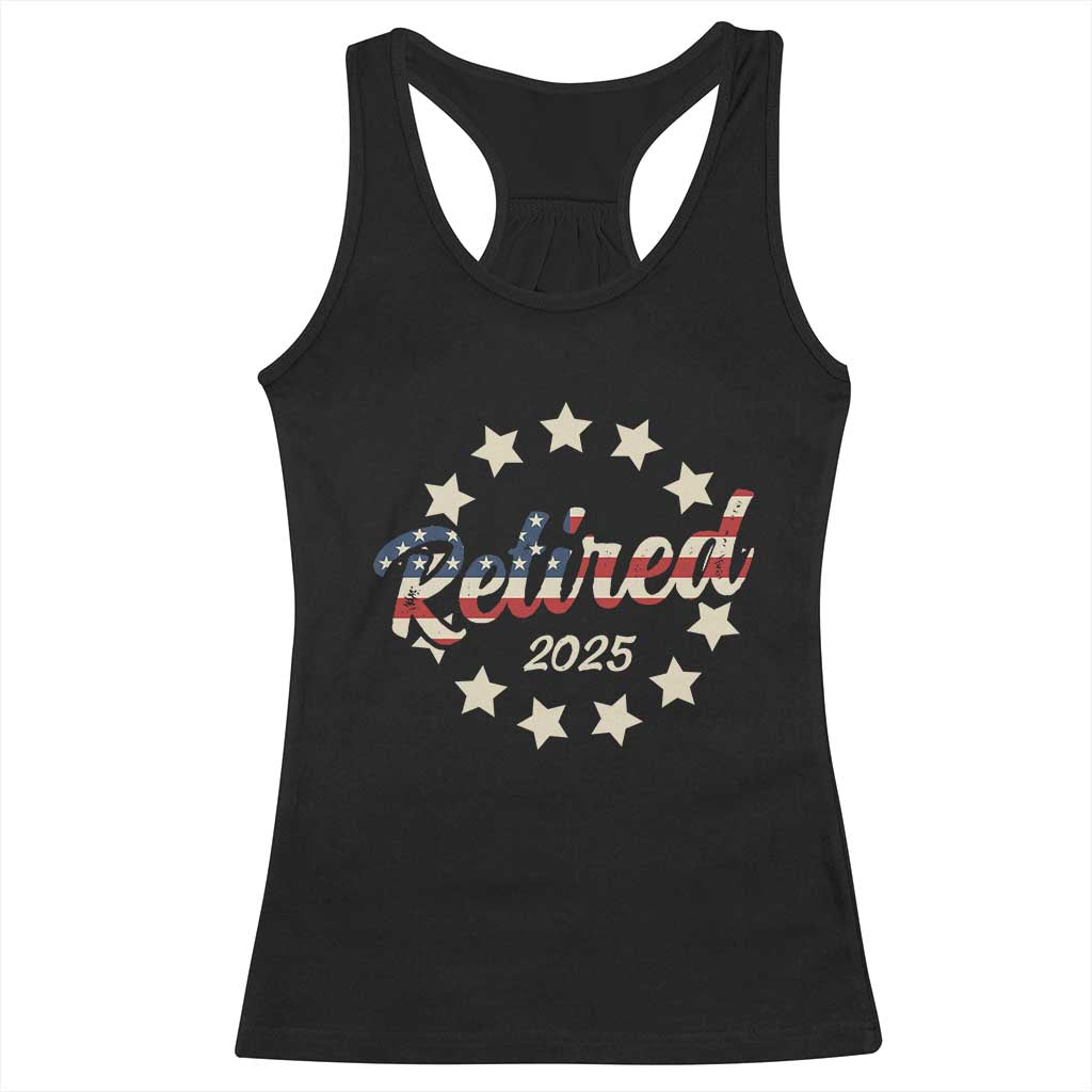 Retired 2025 Racerback Tank Top Retirement Gifts American Flag TS10 Black Print Your Wear