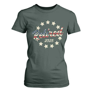 Retired 2025 T Shirt For Women Retirement Gifts American Flag TS10 Dark Forest Green Print Your Wear