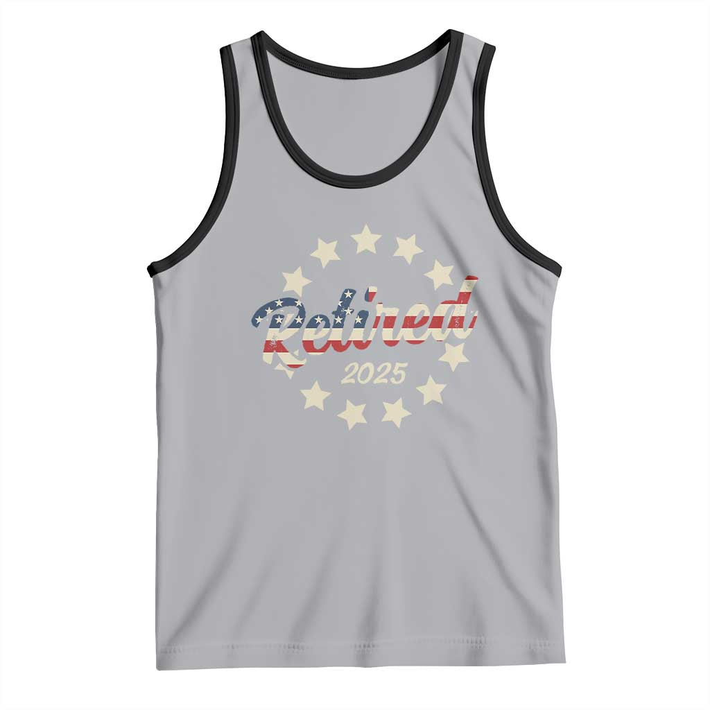 Retired 2025 Tank Top Retirement Gifts American Flag TS10 Athletic Heather Black Print Your Wear