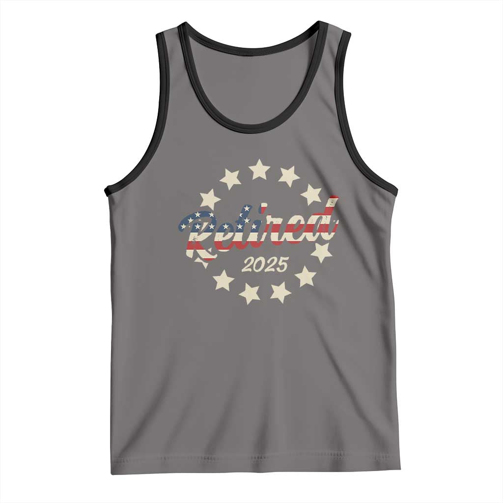Retired 2025 Tank Top Retirement Gifts American Flag TS10 Deep Heather Black Print Your Wear