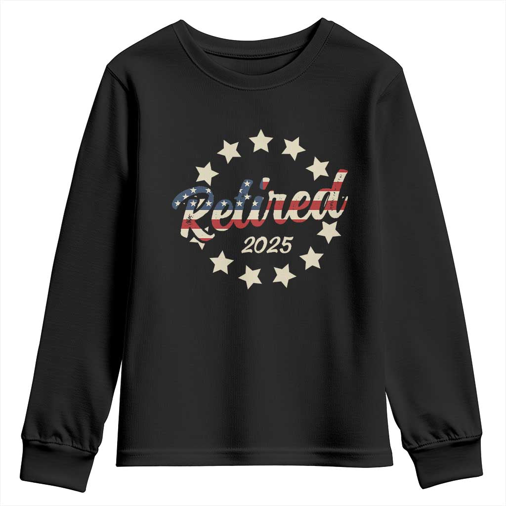Retired 2025 Youth Sweatshirt Retirement Gifts American Flag TS10 Black Print Your Wear