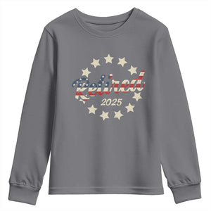 Retired 2025 Youth Sweatshirt Retirement Gifts American Flag TS10 Charcoal Print Your Wear