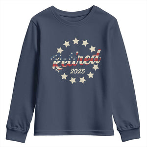 Retired 2025 Youth Sweatshirt Retirement Gifts American Flag TS10 Navy Print Your Wear