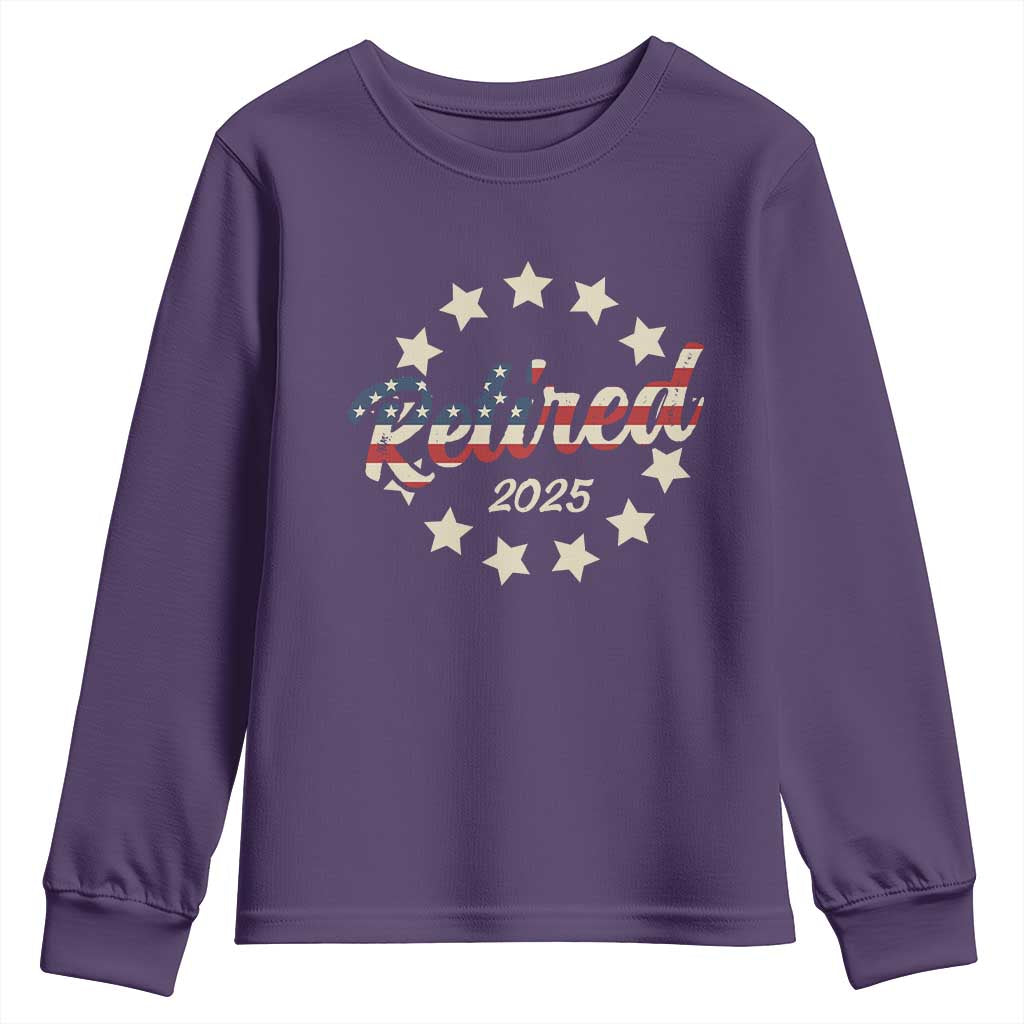 Retired 2025 Youth Sweatshirt Retirement Gifts American Flag TS10 Purple Print Your Wear