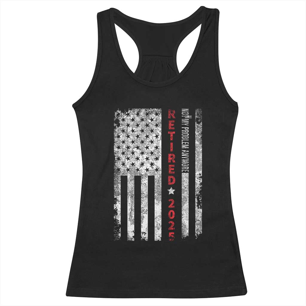 Retired 2025 Racerback Tank Top Vintage Old American Flag - Print Your Wear