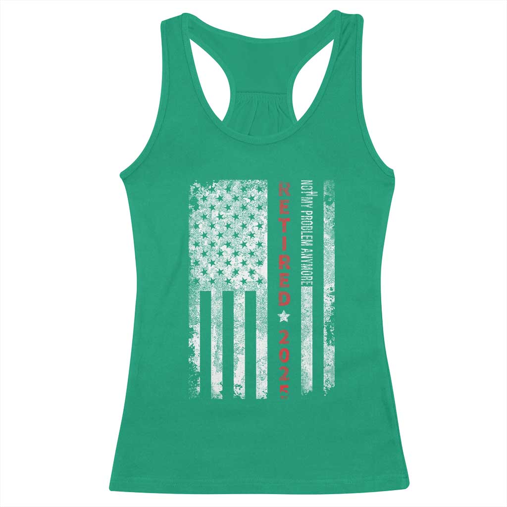 Retired 2025 Racerback Tank Top Vintage Old American Flag TS10 Irish Green Print Your Wear