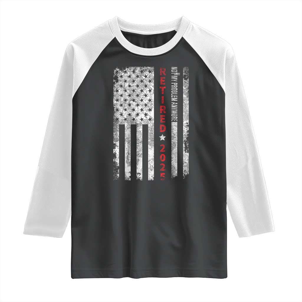 Retired 2025 Raglan Shirt Vintage Old American Flag TS10 Black White Print Your Wear