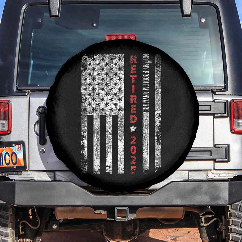 Retired 2025 Spare Tire Cover Vintage Old American Flag TS10 No hole Black Print Your Wear