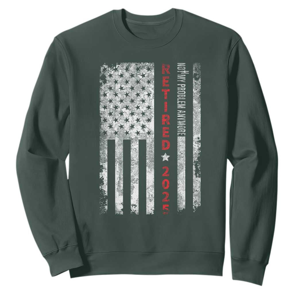 Retired 2025 Sweatshirt Vintage Old American Flag TS10 Dark Forest Green Print Your Wear