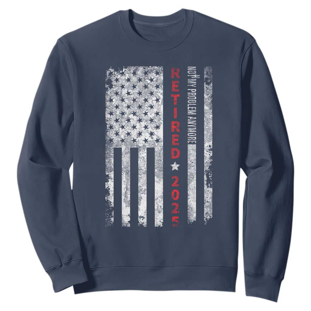 Retired 2025 Sweatshirt Vintage Old American Flag TS10 Navy Print Your Wear