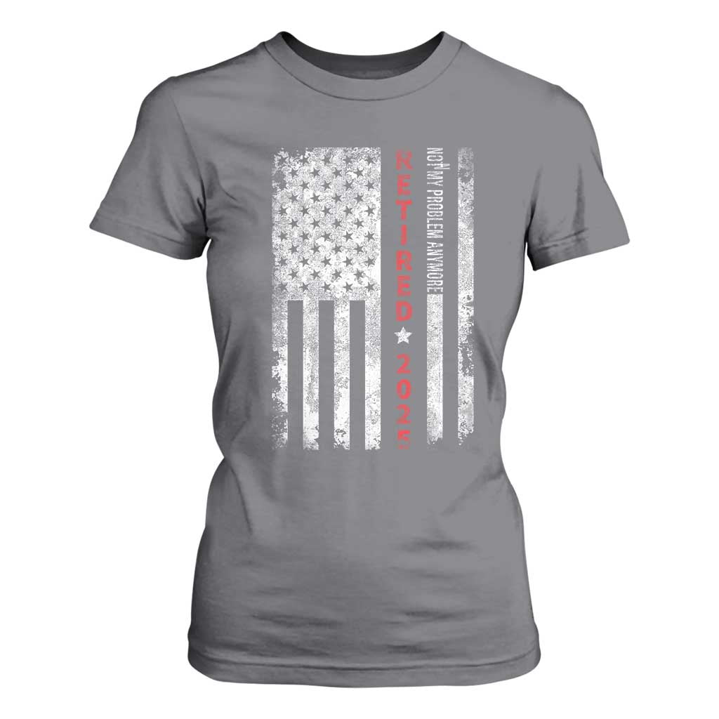 Retired 2025 T Shirt For Women Vintage Old American Flag TS10 Charcoal Print Your Wear